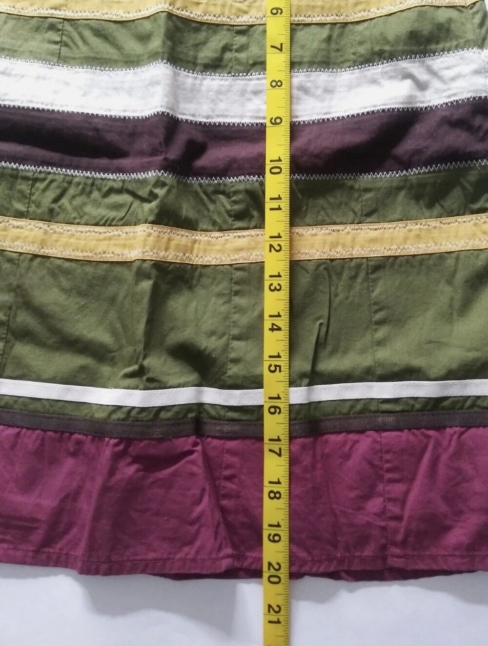 Olive Green Multicolor Striped A-Line Skirt with Side Zipper SZ EU 36/US 2 or 4 - Picture 7 of 8
